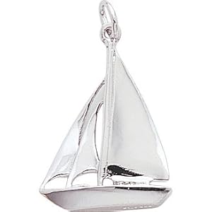 Rembrandt Charms Sailboat Charm, Rhodium Plated Silver