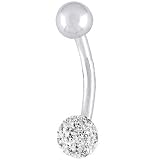 14K White Gold .06 ct tw Genuine Diamond Belly Ring