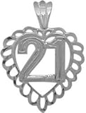 Genuine Sterling SIlver Fancy #21 Heart Age Pendant with chain