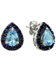 Effy Jewlery White Gold Blue Topaz and Sapphire Earrings, 2.76 TCW