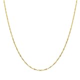 Duragold 14k Yellow Gold Solid Singapore Chain Necklace (2.0mm), 20