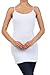 BLVD Women's Long Solid Spaghetti Strap Tank Top, White, Small