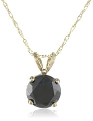 14k Gold Black Diamond Solitaire Pendant (1 cttw)