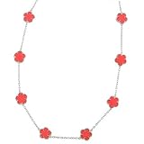 Sterling Silver with Coral Clover Necklace