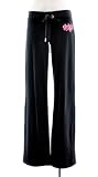 Juicy Couture Black Cotton Blend Original Leg Drawstring Logo Lounge Pant