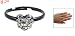 Rosallini Ladies Slim Band Rhinestone Heart Finger Ring Black US 7 3/4