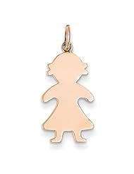 14k Rose Gold Solid Polished Engravable Girl Charm