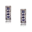 Blue Sapphire and Diamond  Stud Earrings in 14 Karat White Gold