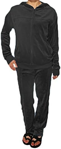 Chebella Women's Velour Suit Set,XX-Large,Dark Grey