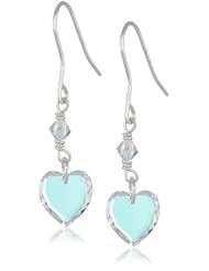 Sterling Silver Drop Earrings with Heart Swarovski Elements