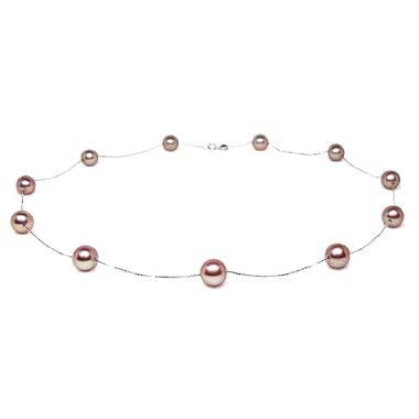 HinsonGayle AAA 7.5-8.0mm Naturally Pink Cultured Pearl Tin Cup Necklace (18K White Gold)