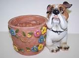 Resin Bull Dog Planter 7in Ht. x 8in x 6in