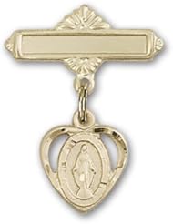 Gold Filled Baby Badge with Miraculous Charm and Polished Badge Pin