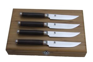 Shun 4-Piece Rosewood Handle Steak Knife Set Shun 4-Piece Rosewood Handle Steak Knife Set