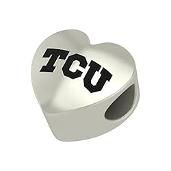 Texas Christian TCU Horned Frogs Heart Bead Fits Most Pandora Style Bracelets