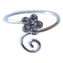 Hawaiian Jewelry Sterling Silver CZ Flower Toe Ring