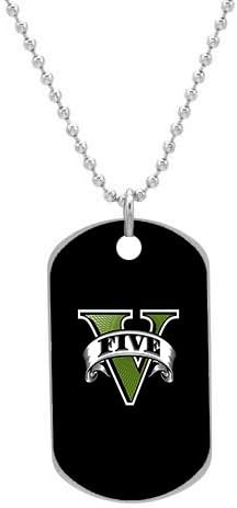 Video_games_grand_theft_auto_black_background_grand_theft_auto_v_gta_v Custom Dog Tag with Neck Chain, Aluminum Oval Dog Tag Necklace Design by Vingoo