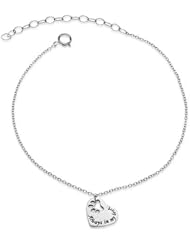 Sterling Silver "Always in my heart" Paw Print Heart Charm Bracelet 7-9, Pet jewelry for pet lover