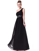 Hot Sale Ever Pretty Black One Shoulder Empire Line Sequins Padded Long Evening Gown 09770, HE09770BK16, Black, US14