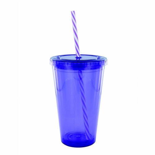 Smart Planet EC10-CCS 16-Ounce Eco Cold Drink Cup with Spiral Candy Cane Straw, Violet