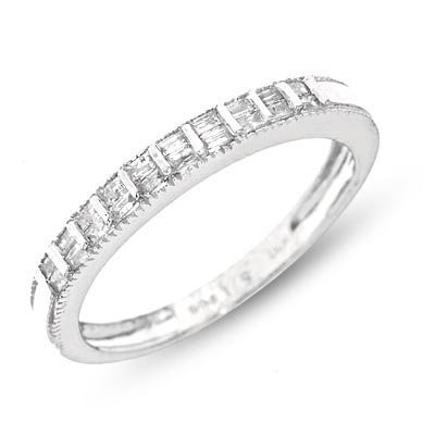 1/3 Carat T.W. Baguette Cut Diamond Men's Wedding Ring 14K White Gold Wedding Ring - Free Gift Box -