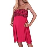 Red Black Animal Print Strapless Maternity Dress