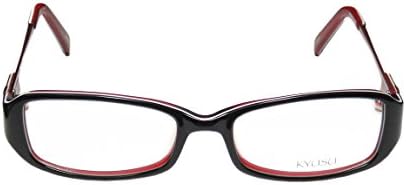 Kyusu 1006 Mens/Womens Designer Full-rim Eyeglasses/Eyewear (51-17-135, Black / Terracotta)