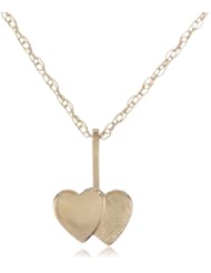 14k Yellow Gold Childrens Double Heart Pendant Necklace, 15"