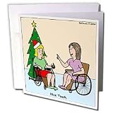 Rich Diesslins Funny Christmas Cartoons - Wheelchair Christmas Tree - Greeting Cards-6 Greeting Cards with envelopes