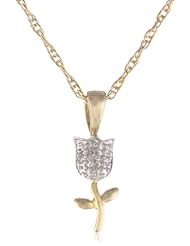 10K Gold Overlay Silver Diamond Pendant Necklace (0.05 cttw, I-J Color, I2-I3 Clarity)