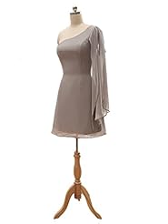 Knee Length Chiffon  One Shoulder Homecoming Dress/Bridesmaid Dress  With Ruffles