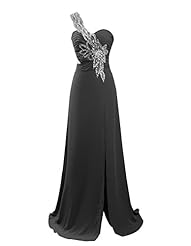 Chiffon Embroidered Beaded Backless One Shoulder Evening Dress/Bridesmaid Dress/Prom Dress/Party Dress 