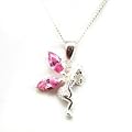 Olivia - 925er Sterling Silber - Anh�nger mit Elfe und rosa Zirkonia an 46 cm langer Halskette - CL662