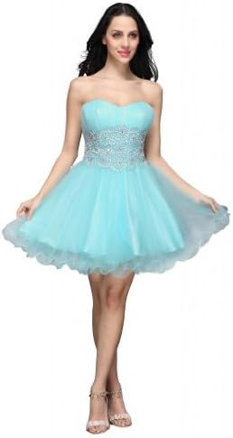 Joydress Women's Round Sequin Ball Gown Sweetheart Short Dress Light Sky Blue Size4