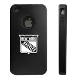 Apple iPhone 4 4S 4G Black Aluminum & Silicone Case New York Rangers
