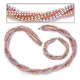 Multi Color Freshwater Pearl Twisted Bracelet and Necklace Set