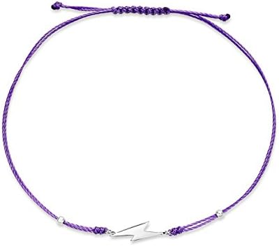Unwritten Silver-Tone Lightning Bolt and Purple Cord Bracelet