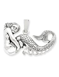 Sterling Silver Antiqued Mermaid Pendant QC3917"