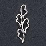 Sterling Silver CZ (Cubic Zirconia) Hearts Pin