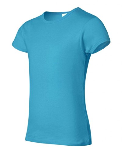 Bella + Canvas - Girls' Baby Rib Short Sleeve Crewneck T-Shirt - Turquoise - 14
