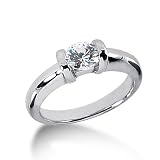 0.50 Ct Diamond Solitaire Ring Engagement SI3 H Half Bezel Set 14k Gold