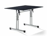 Sieger 1360-50 Gastro-Tisch mit Puroplan-Platte 120 x 80 cm, Stahlrohrgestell graphit, Tischplatte Schieferdekor, anthrazit