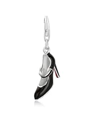 Sterling Silver Black Enameled High Heel Shoe Charm
