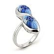 Dark Blue Millefiori 2 Marquise Ring