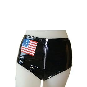 Vinyl Mini Skirt Sexy Lingerie Intimate Apparel with Patriotic Flag