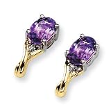 Sterling Silver & 14k Gold Amethyst & Diamond Earrings