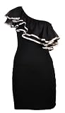 Banana Flame One Shoulder Ruffle Dress