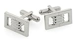 Imaginative rectangular cufflink with rope effect center with presentation box