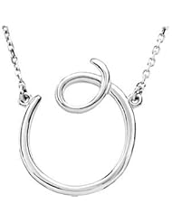 Silver Fashion Script Letter Initial Necklace Pendant " O " Sterling Silver 84635