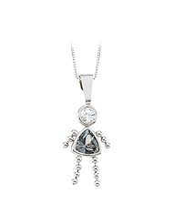 14K White Gold Cubic Zirconia "Triangular Shaped" Imitation Aquamarine Girl Pendant with Chain